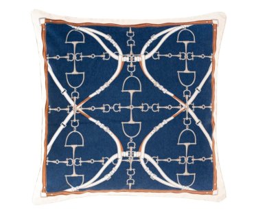 Pude med m�nster af stigb�jler i bl� og hvid