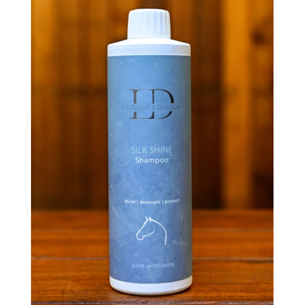 Laudrup & Dufour Silk Shine Shampoo i bl� flaske til glans og pleje af hestens pels
