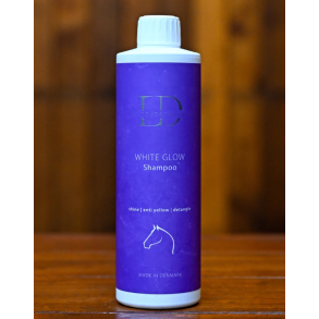Laudrup & Dufour White Glow Shampoo i lilla flaske til pleje og vask af hestens pels