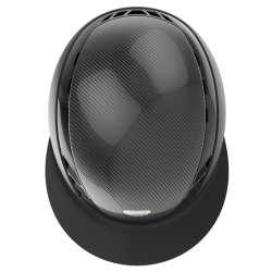 Sort Pikeur ABUS AirLuxe Pure Carbon Style ridehjelm med stor skygge set oppefra