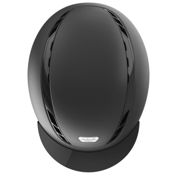 Sort Pikeur ABUS AIRDUO mat ridehjelm med blanke detaljer set oppefra