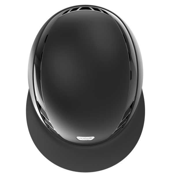 Sort Pikeur ABUS AirLuxe Pure mat ridehjelm med stor skygge set oppefra