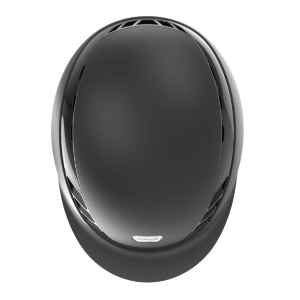 Sort Pikeur ABUS AirLuxe Pure mat ridehjelm med lille skygge set oppefra