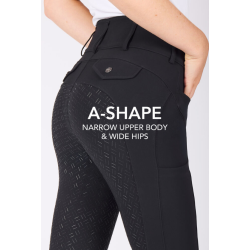 Detalje af fuldgrip p� sorte Kingsland Kimi A-shape ridebukser til dame