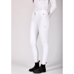Kvinde if�rt hvide Kingsland Kimi A-shape ridebukser med fuldgrip set forfra