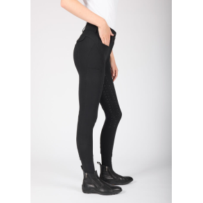Kvinde if�rt sorte Kingsland Kimi A-shape ridebukser med fuldgrip set fra siden