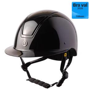 Sort Hansbo Sport Mips Vision Glossy ridehjelm set fra siden med blank overflade
