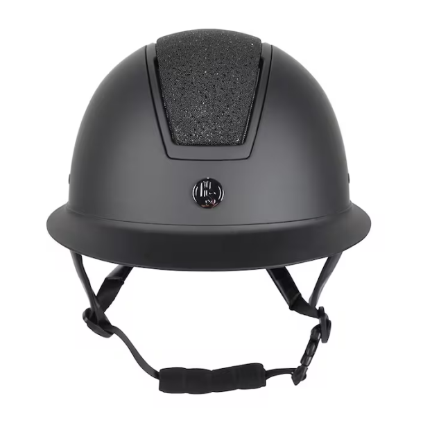 Sort Hansbo Sport Mips Vision Matt Onyx ridehjelm set forfra med glitterdetalje
