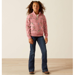 Ariat Bronc scene 1/4 zip rodeo motiv pige