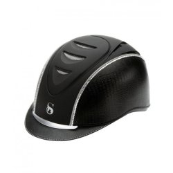 Scharf Ridehjelm, sort med sort croco og enkelt crystal-pipe (No. 6)