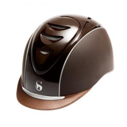 Scharf Ridehjelm, brun l�der og lak (No. 7)