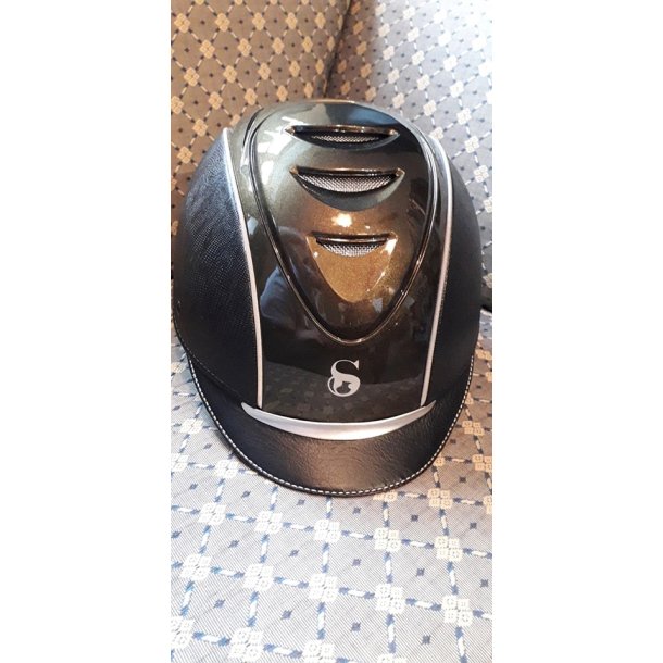 Scharf Ridehjelm nr. 6, sort med sort croco og bronze coat (No. 6)