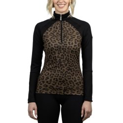 Kastel Performance Raglan lang�rmet bluse med oliven animal print