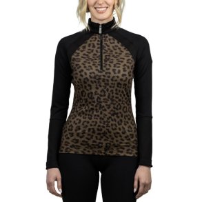 Kastel Performance Raglan lang�rmet bluse med oliven animal print