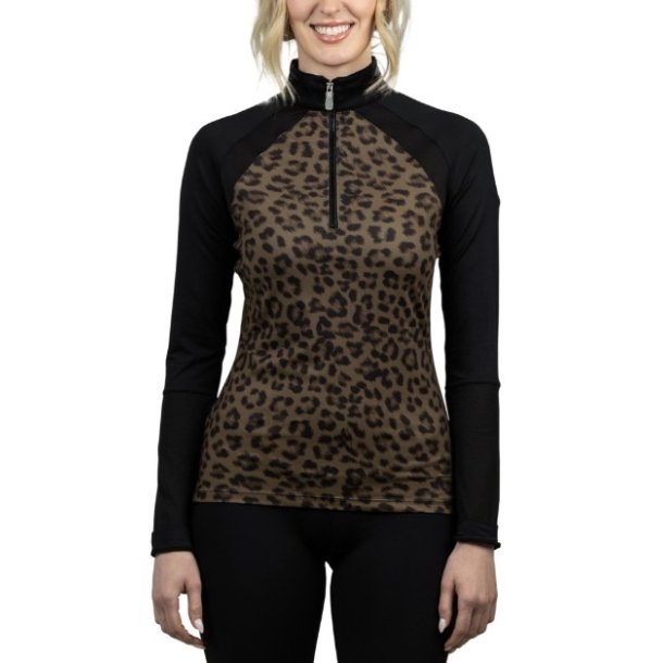 Kastel Performance Raglan lang�rmet bluse med oliven animal print