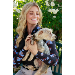 Kastel Black Floral 1/4 zip lang�rmet bluse SS25