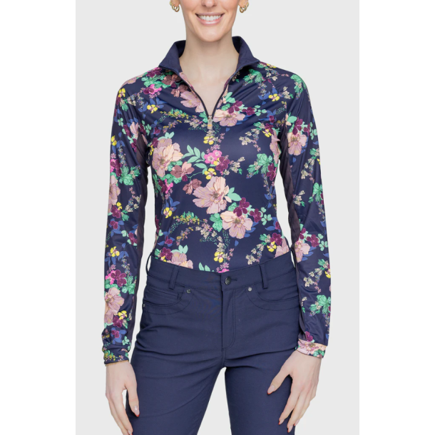 Kastel Navy Lush Garden lang�rmet 1/4 zip SS25