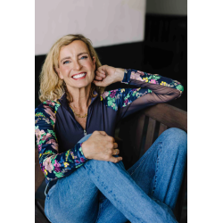 Kastel Raglan Navy Lush Garden 1/4 zip SS25