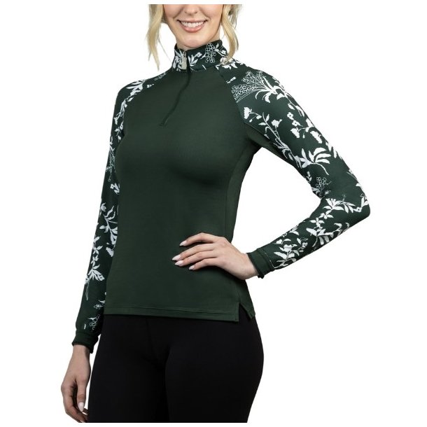 Kastel Raglan forest green blomsterprint p� �rme AW22