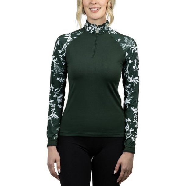 Kastel Raglan forest green blomsterprint p� �rme AW22