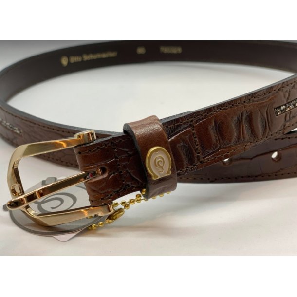 OS Croco brown Primavera b�lte m fineline met.gold