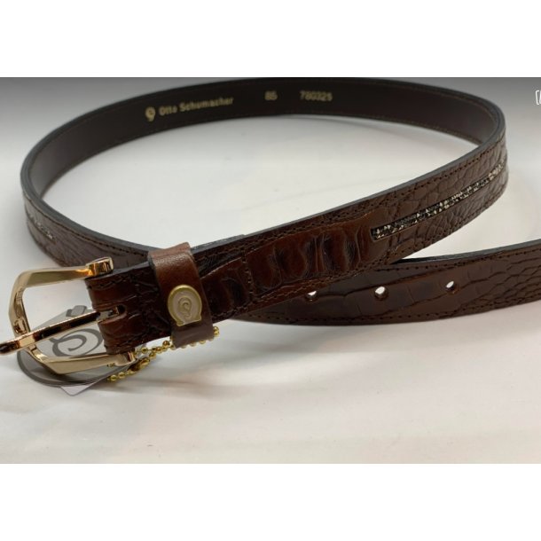 OS Croco brown Primavera b�lte m fineline met.gold