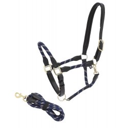 HG Round Leather Halter Leadrope - Grime med tr�ktov