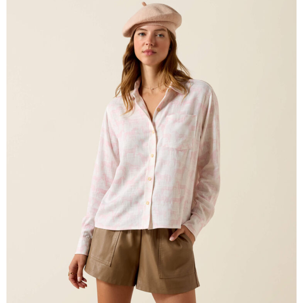 Ariat Rudford Icy Pink Horseprint skjorte